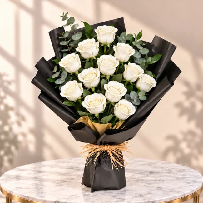 Premium White Roses Bouquet