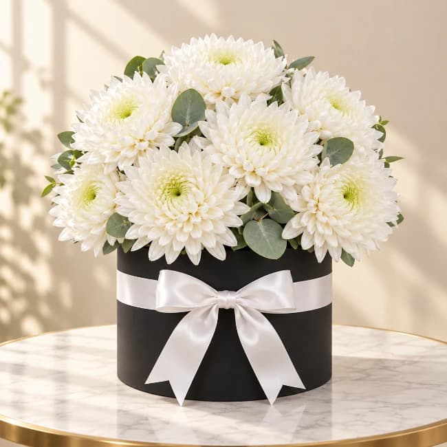 White Chrysanthemums Box