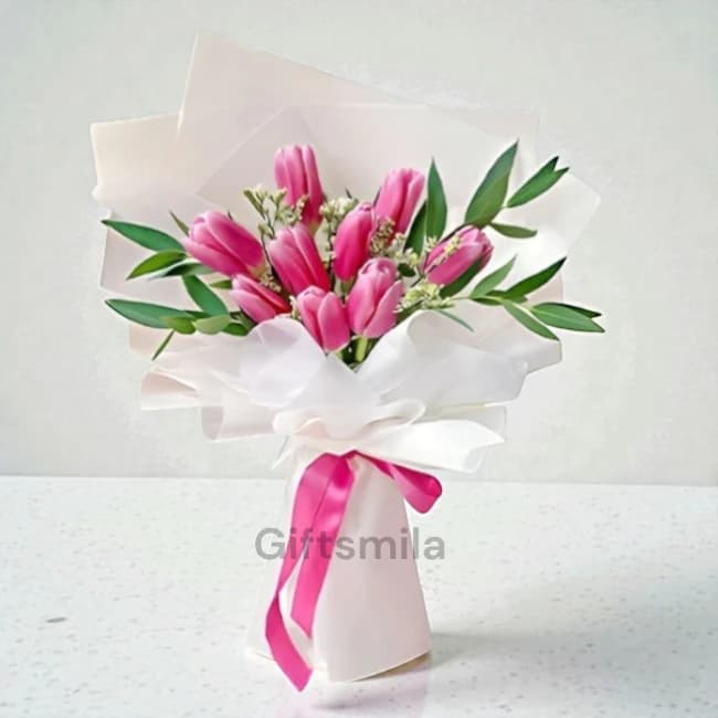 10 Pink Tulip Bouquet