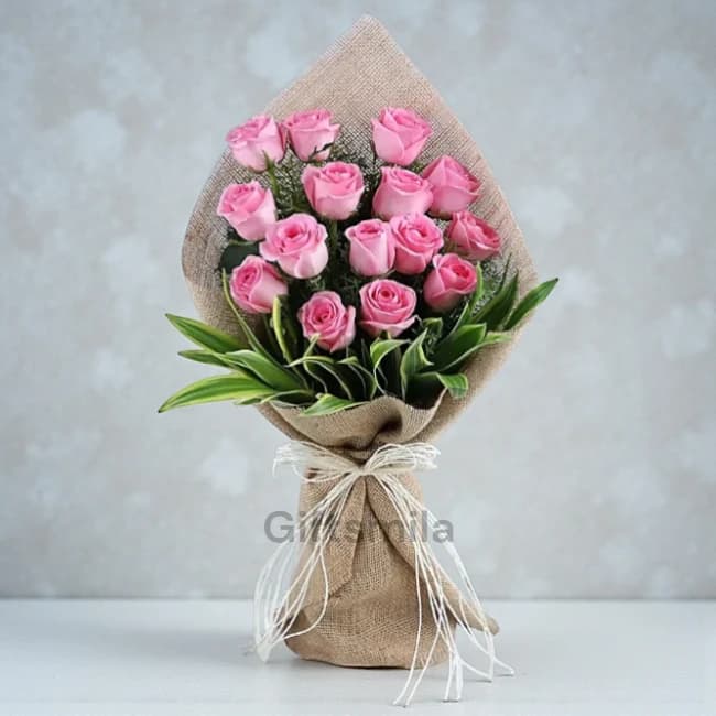 15 Pink Roses Bouquet