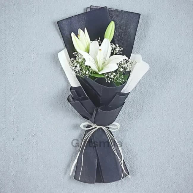 3 White Lily Bouquet