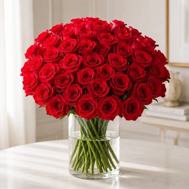 51 Red Roses Vase