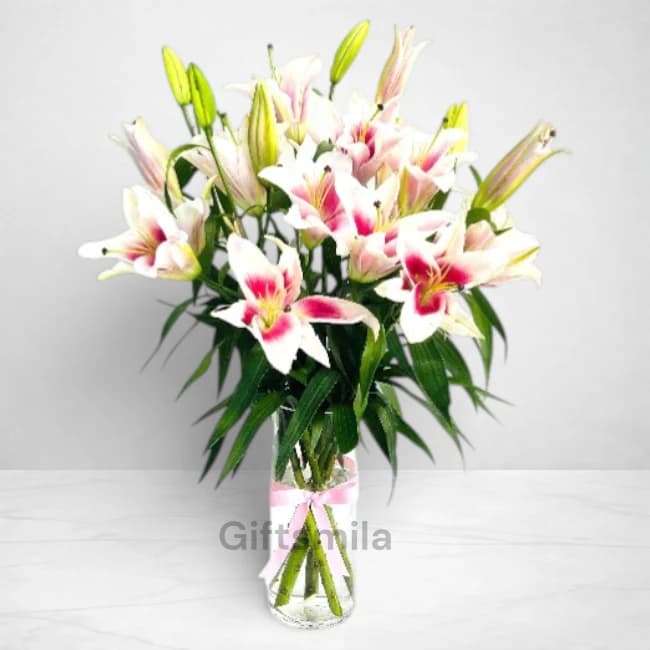 Awesome Pink Lilies Vase