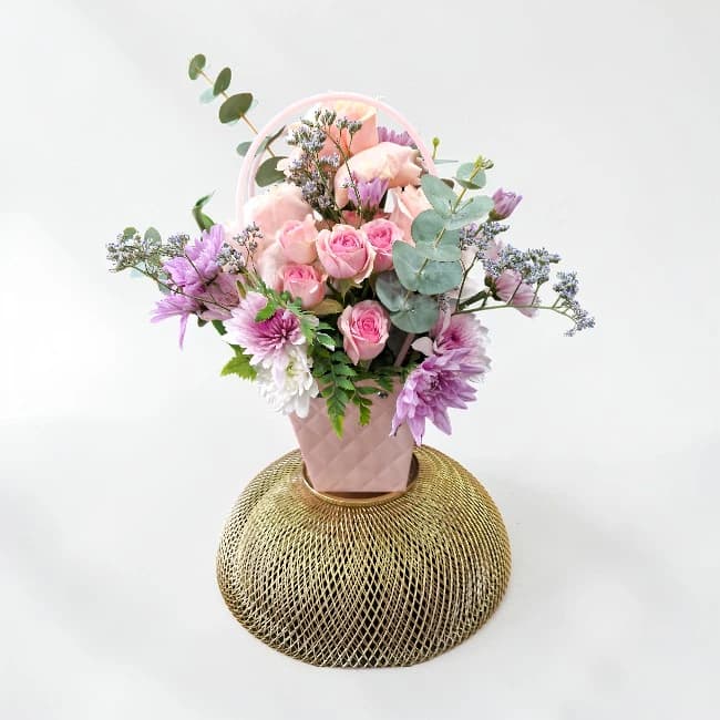 Basket of Pink Blooms