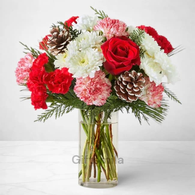 Christmas Mixed Flower Vase