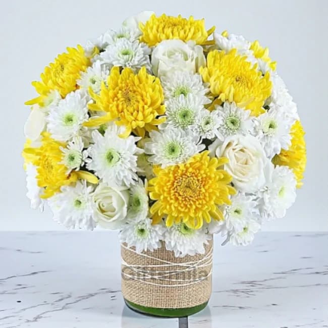 Chrysanthemums & Roses Vase