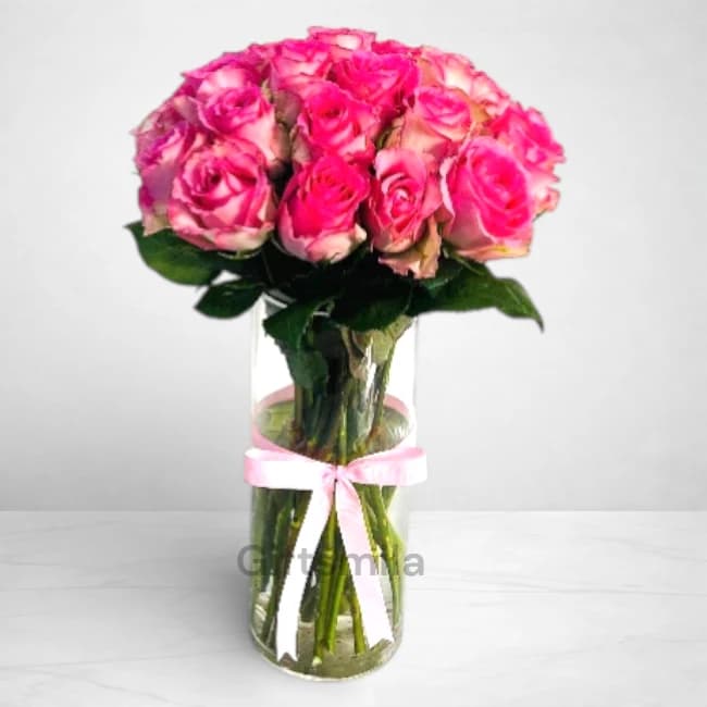 Elegant Pink Roses Vase
