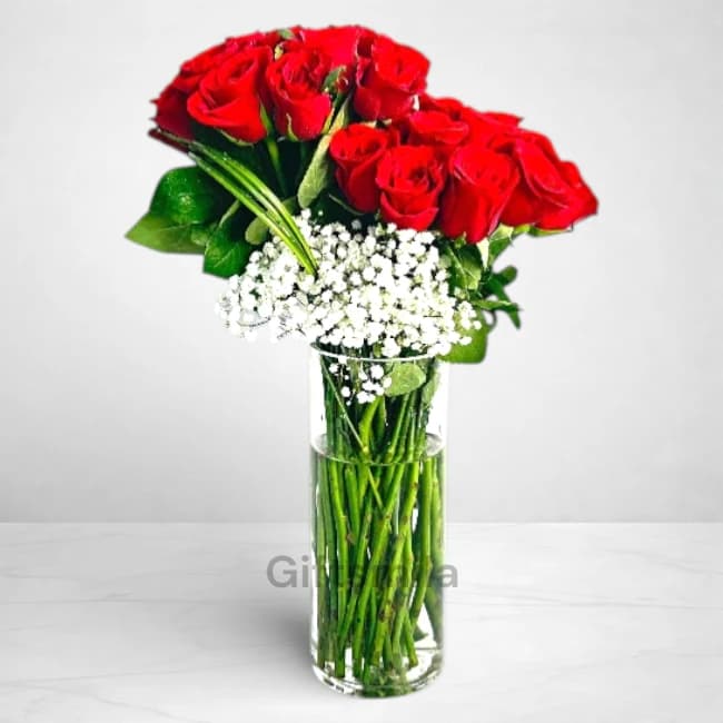 Elegant Red Roses Vase