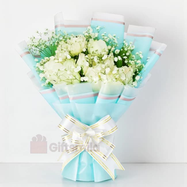 Elegant White Rose Bouquet