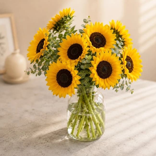 Fresh Sunflowers Vase Arrangement