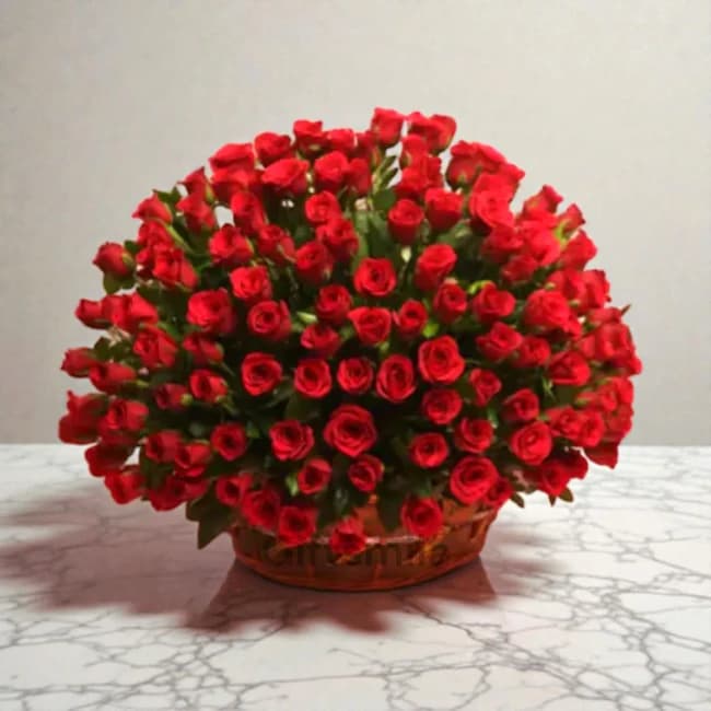 Luxury Red Roses Basket