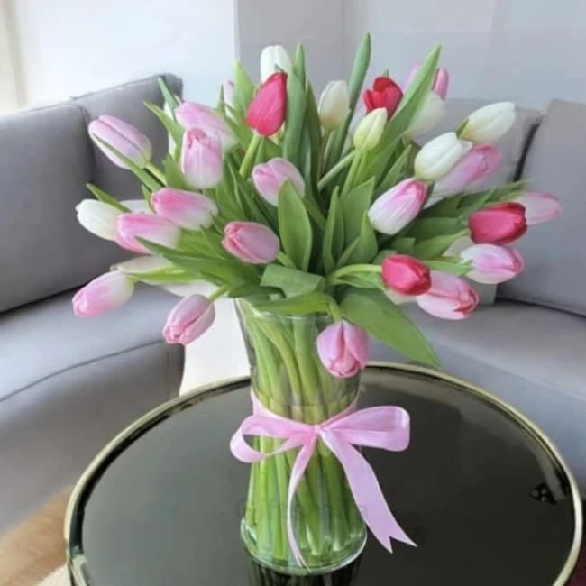 Mixed Tulips with Vase