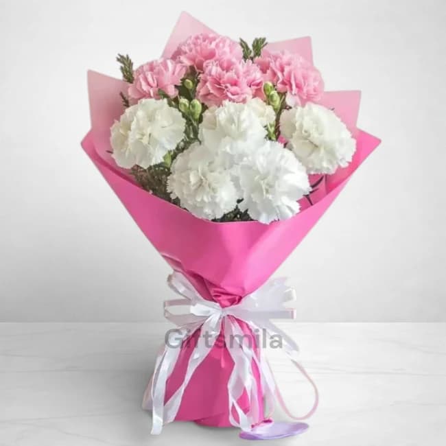 Pink & White Carnation Bouquet
