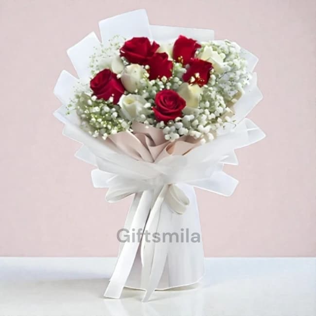 Pink & White Roses Bouquet