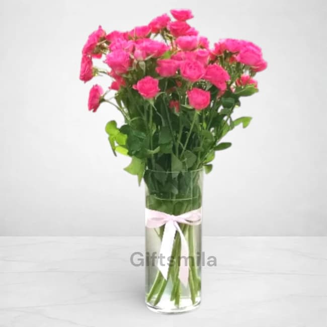 Pink Baby Roses Vase