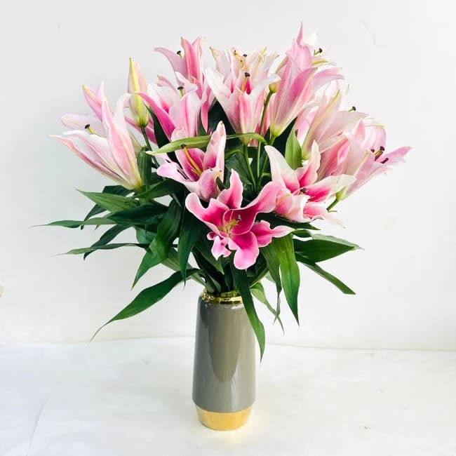 Pink Lily Vase Arrangement