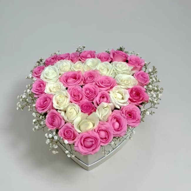 Pink and White Heart Box