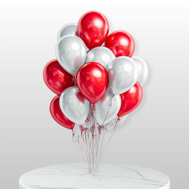 Red and Silver Helium Balloons