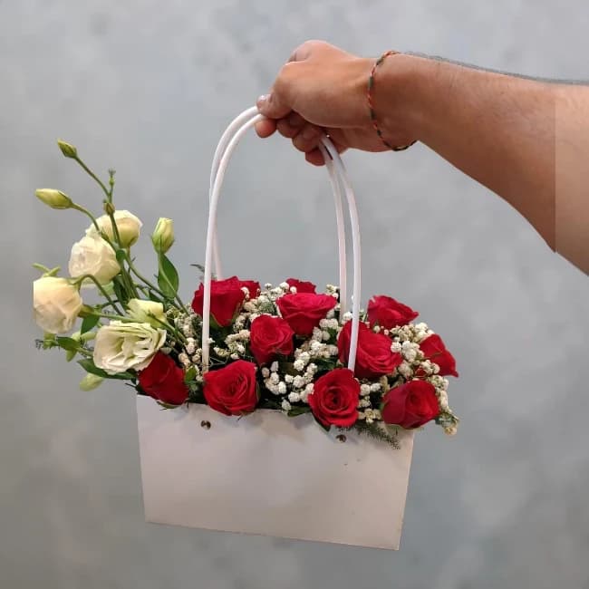 Red and White Floral Bag