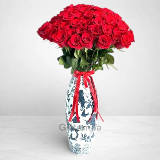 Royal Red Roses Vase