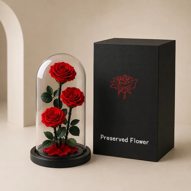  Triplets Red Forever Roses