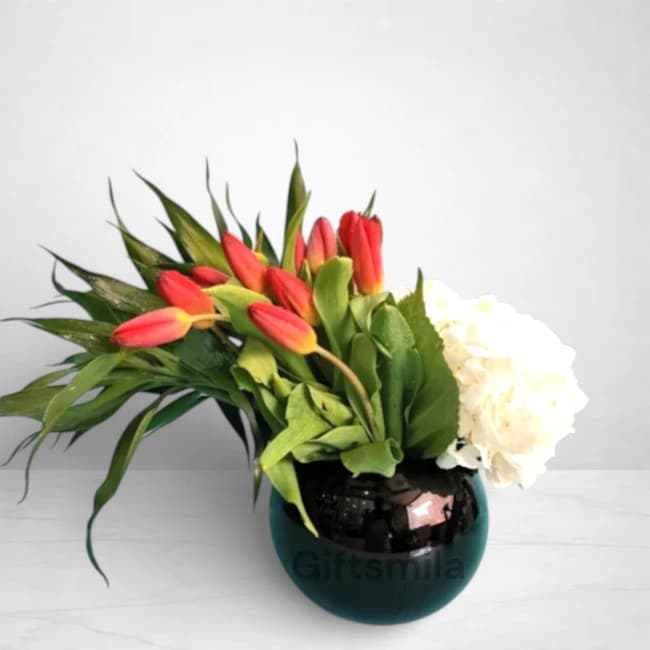 Tulip & Hydrangea Vase