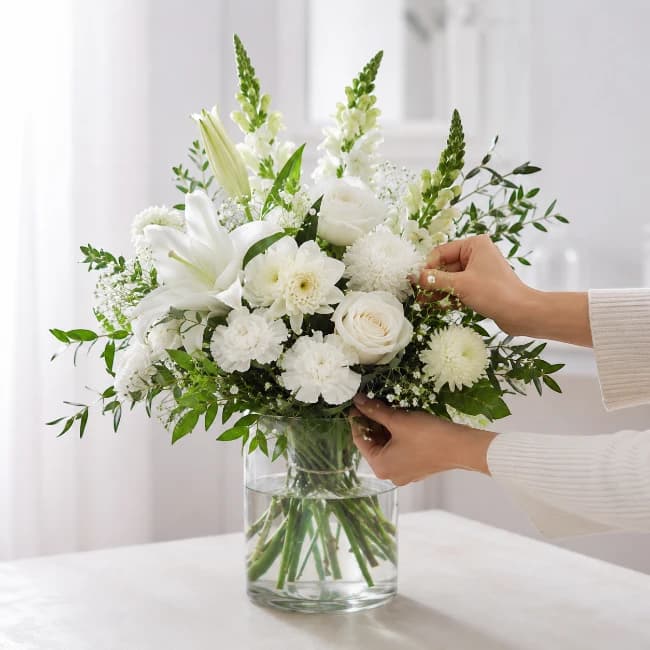 White Mixed Flowers Vase