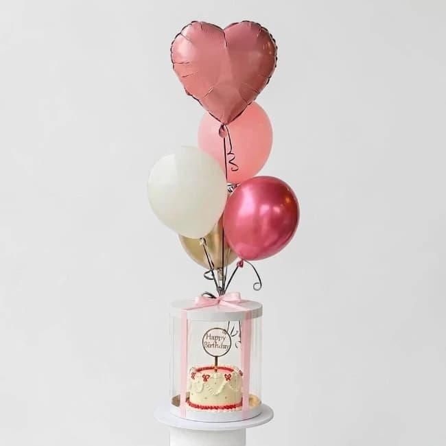 Birthday Cake Gift Box with Balloons