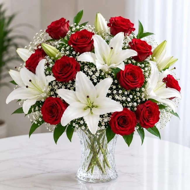 Lilies and Roses Vase