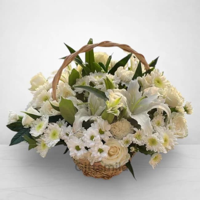 Mixed White Flower Basket