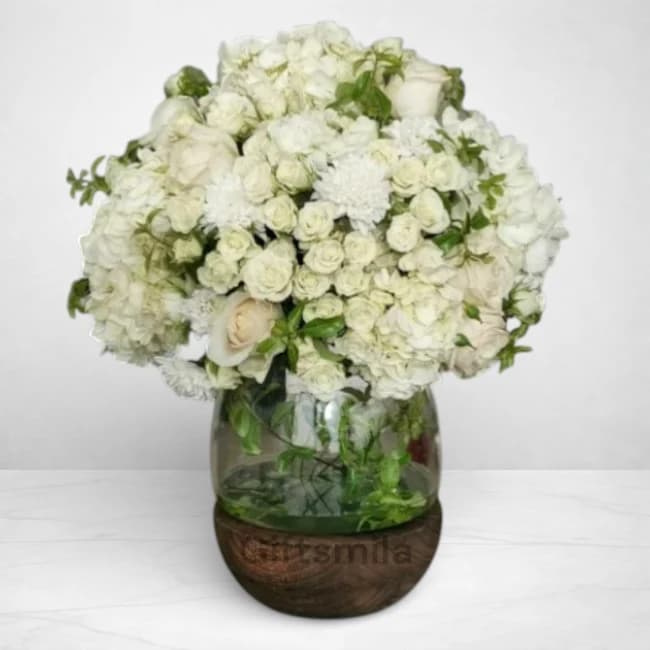 Mixed White Flowers Vase