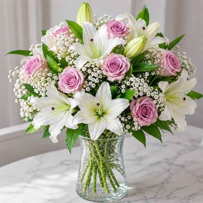 Purple Roses and Lilies