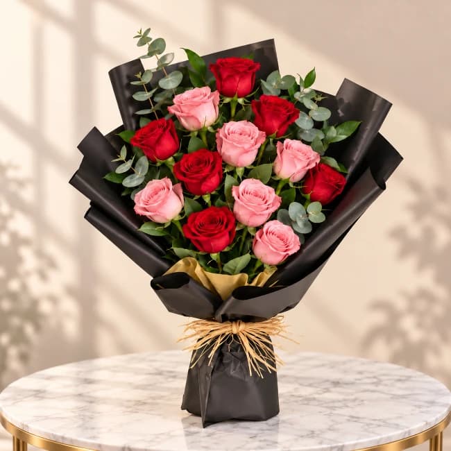 Red & Pink Roses Bouquet