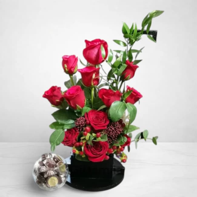 Rose & Chocolate Stand Arrangements