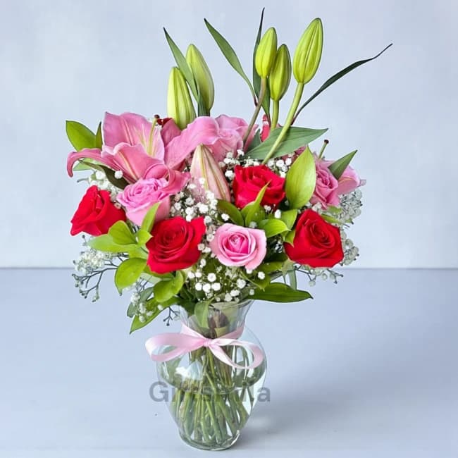 Roses & Lily Vase