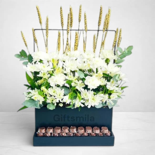 White Flowers & Chocolates Combo