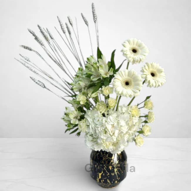 White Mixed Floral Vase