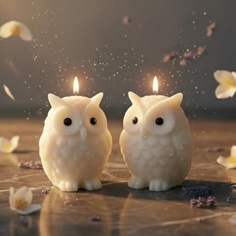 White Owl Shaped Scented Soy Wax Candle (Pack of 2)