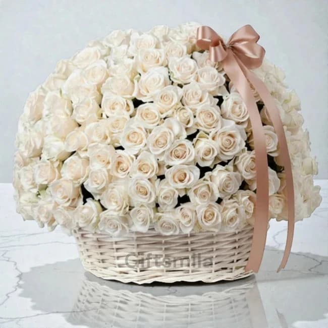 White Roses Basket