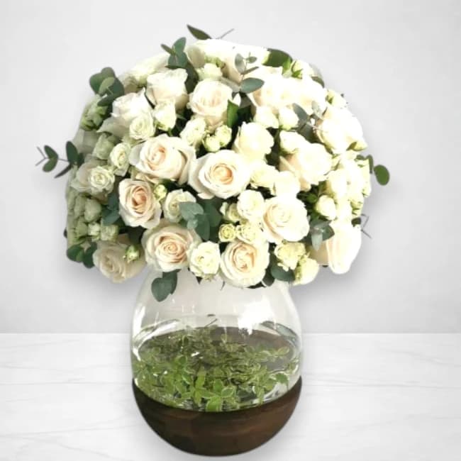 White Roses Vase