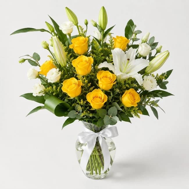 Yellow & White Elegant Vase Arrangement